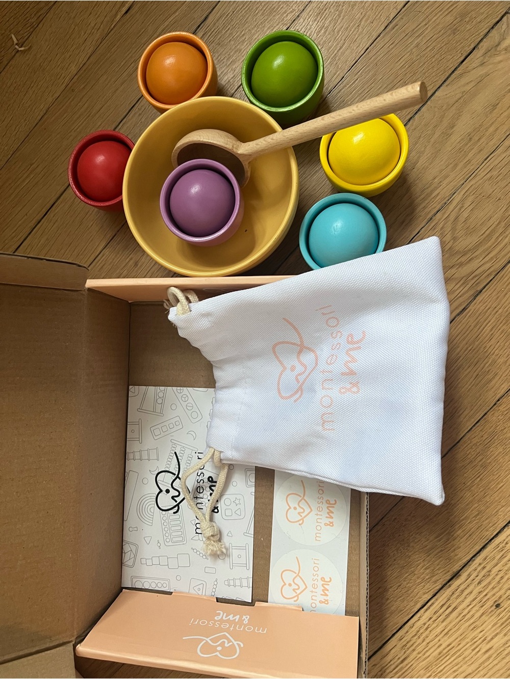 Montessori & Me | 6 Color Sorting Wooden Ball Set - Designed in USA